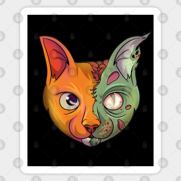 Undead Zombie Cat Magnet by Trendy Black Sheep